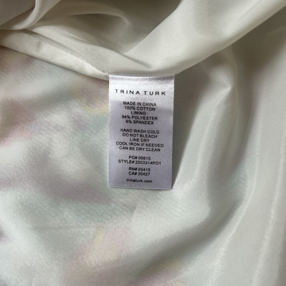 Trina Turk Pastel Floral Print shift Dress Size 4 Vintage Inspired Zip Front - Picture 8 of 8